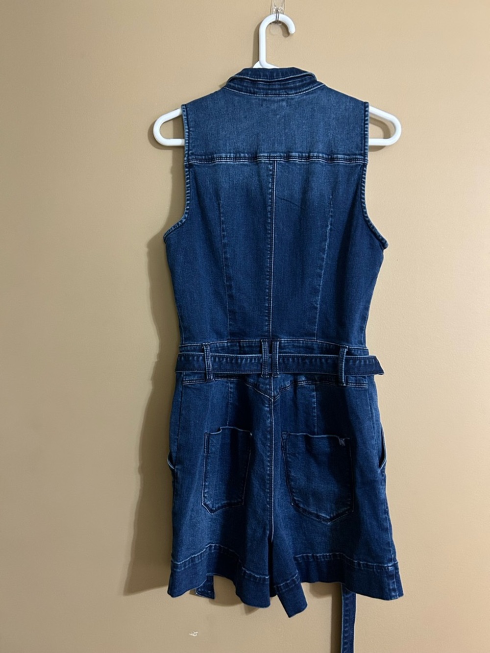 bebe Dark Blue Denim Sleeveless Zip Romper - Picture 3 of 5